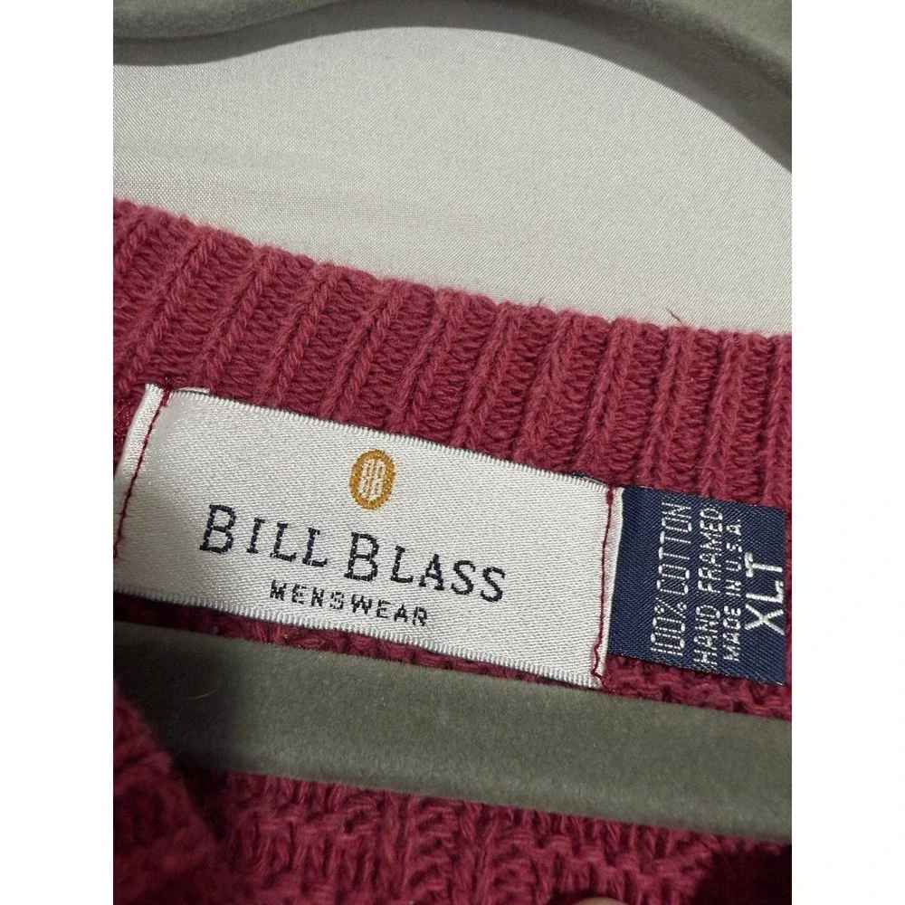 bill blass red burgandy knit heavy ls sweater, 100% cotton, men's xlt